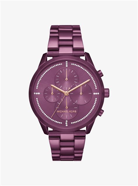 michael kors oversized acrylic watch purple|Michael Kors purple watch.